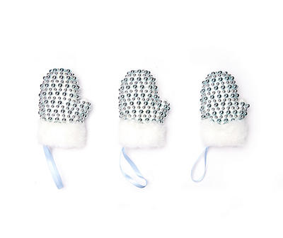 Blue Bead Glove Ornaments, 3-Pack