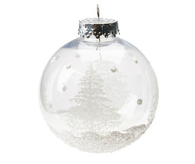 Clear Snowy Forest Shatterproof Plastic Ornaments, 6-Pack