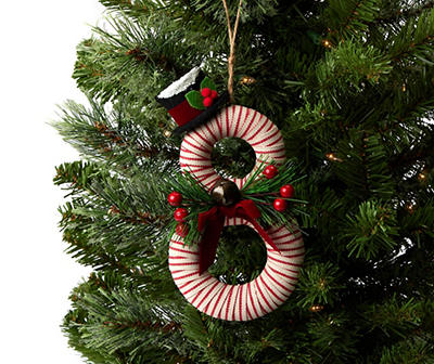 Peppermint Stripe Snowman Ornaments, 3-Pack