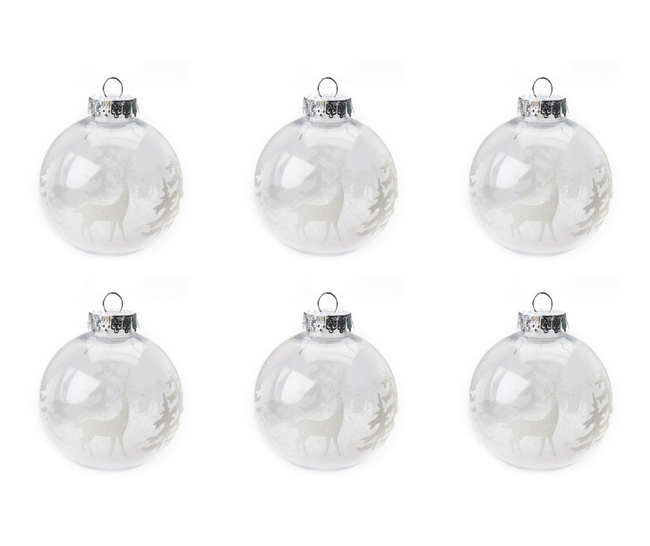 Clear Deer & Forest Shatterproof Plastic Ornaments, 6-Pack