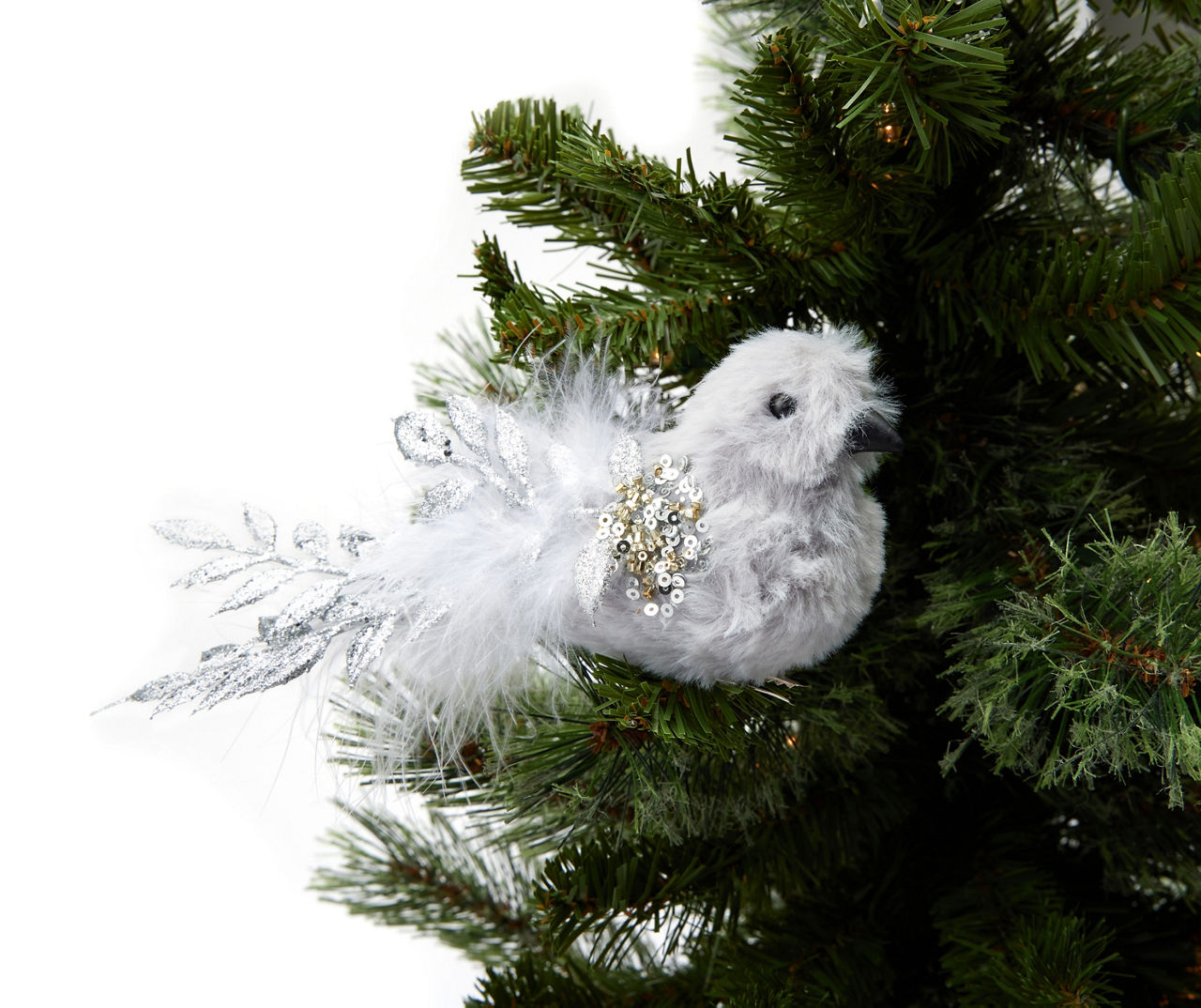 Glitter Feathers Christmas Tree, Artificial Leaves Clip