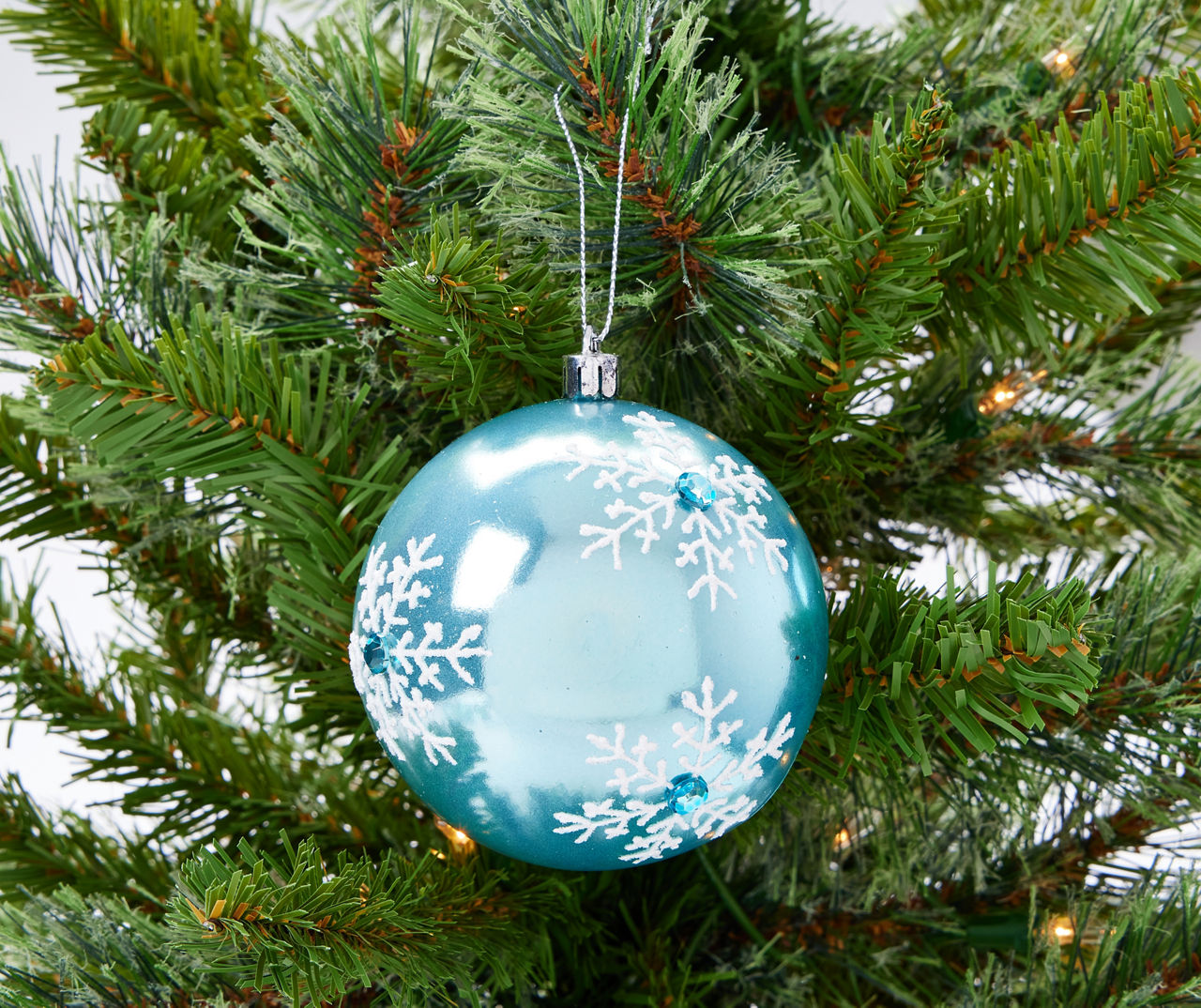 Winter Wonder Lane Blue Snowflake & Gem Ball Plastic Ornaments, 4