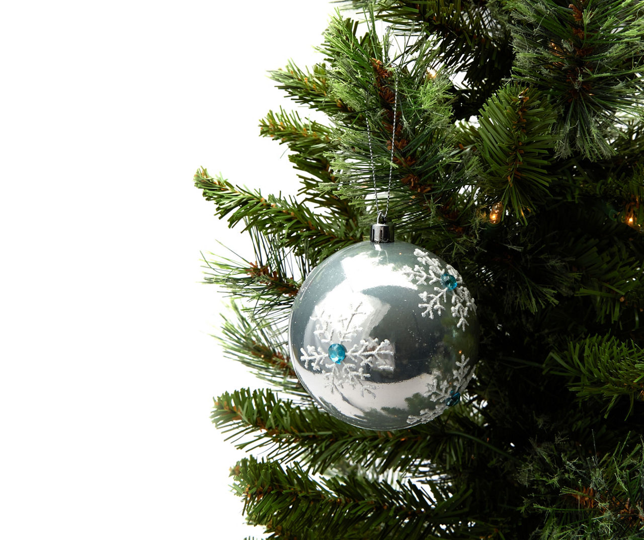 Winter Wonder Lane Blue Snowflake & Gem Ball Plastic Ornaments, 4-Pack