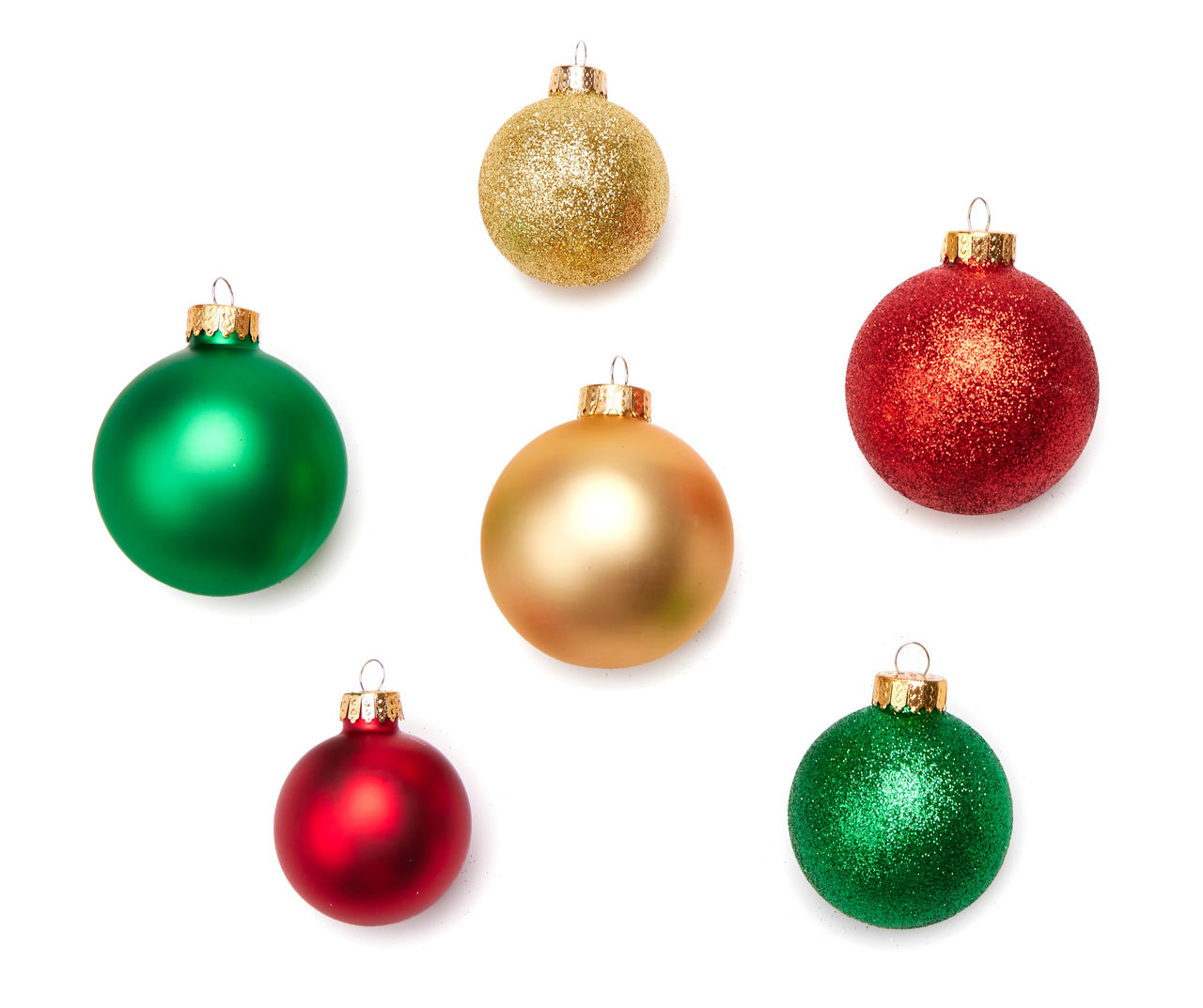 Red, Green & Gold Mixed Size 40-Piece Glass Ornament Set
