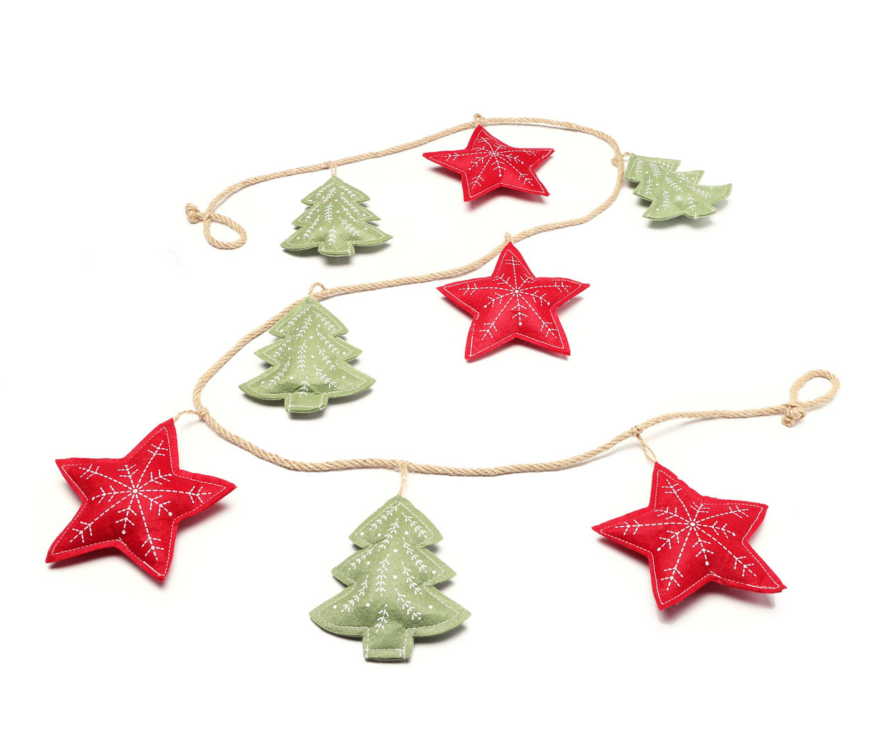 5' Tree & Star Fabric Garland