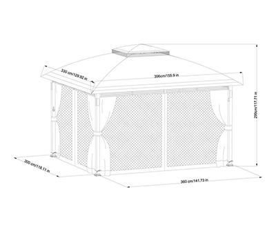 11' x 13' Crestfield Soft-Top Gazebo with Curtains, Netting & LED Post Lights