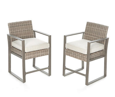 Crestfield All-Weather Wicker Cushioned Patio High Dining Chairs, 2-Pack