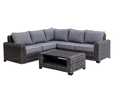 Broyhill Pembroke All-Weather Wicker Cushioned Patio Sectional & Coffee Table Set