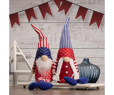 Patriotic Braids Gnome Shelf Sitter