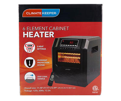 Black 6 Element Infrared Cabinet Heater