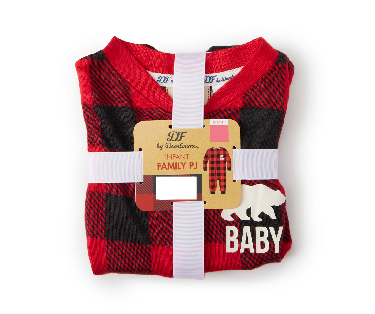 Baby Size 24M "Baby" Red & Black Buffalo Check Bear Onesie Pajama