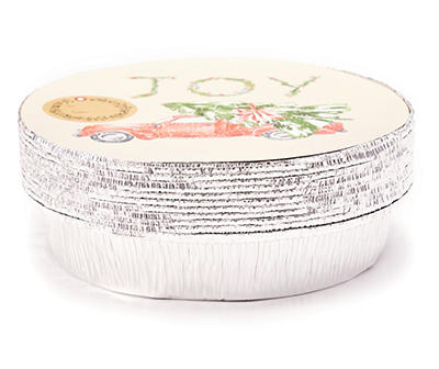"Joy" Holiday Truck Round Foil Food Storage Tins, 12-Pack