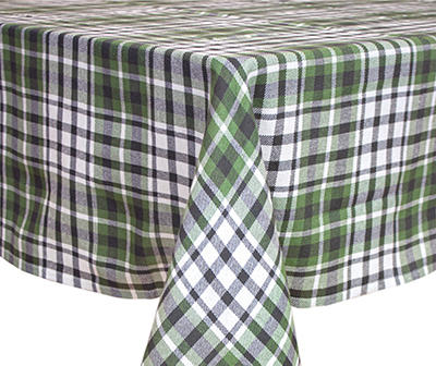 Cuisinart Oil Green & Black Plaid Fabric Tablecloth