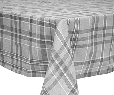 Cuisinart High Rise Gray & White Plaid Fabric Tablecloth