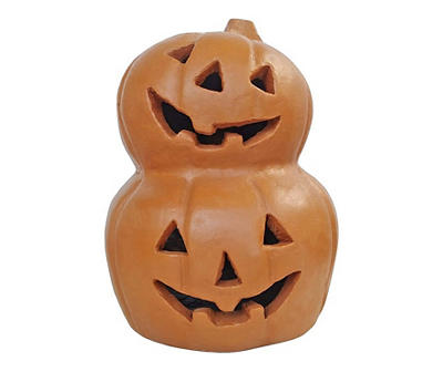 Smiling Jack O'Lantern Ceramic Pumpkin Duo Decor