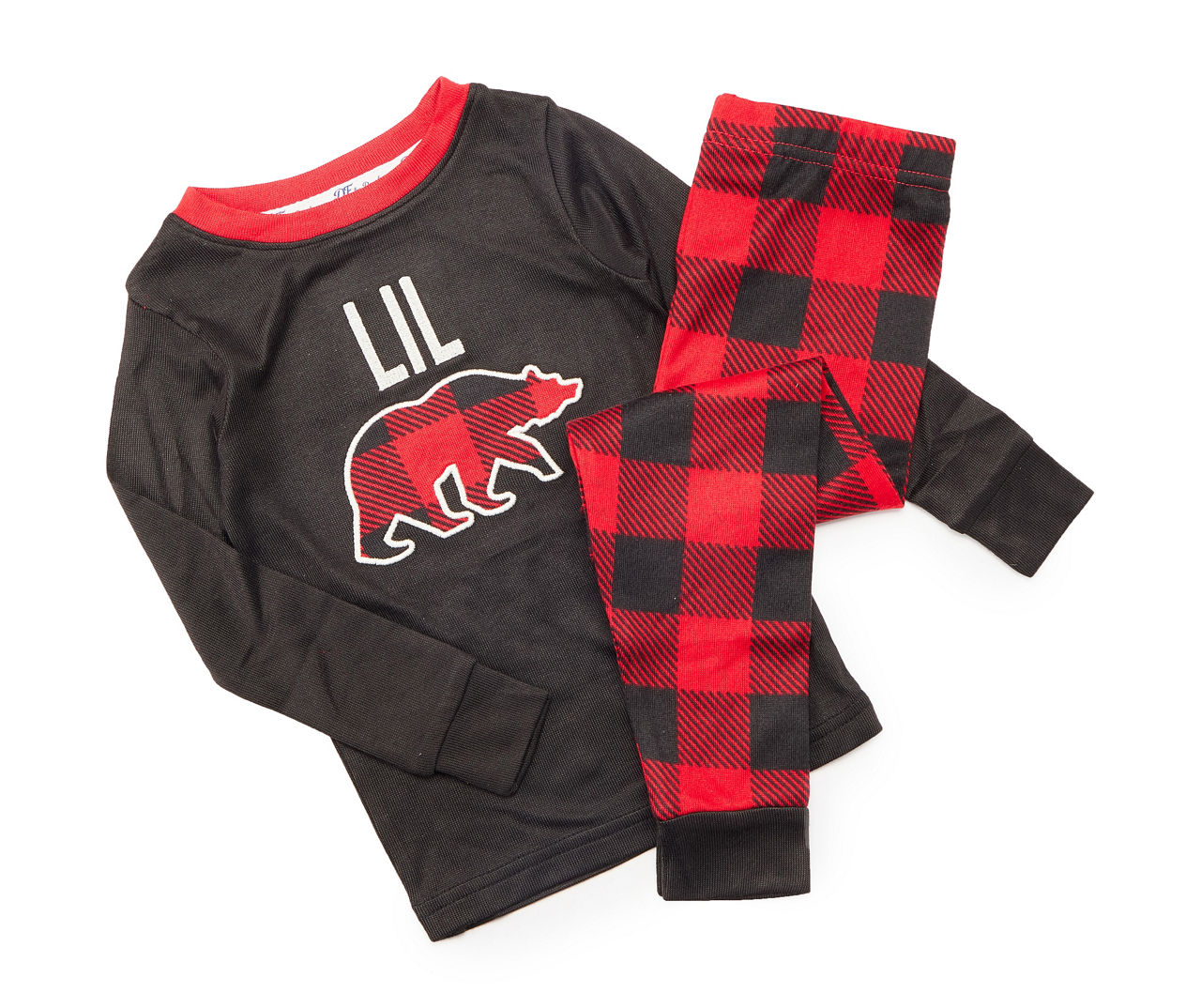 Kids' Size 8 "Lil" Black & Red Buffalo Check Bear 2-Piece Pajama Set