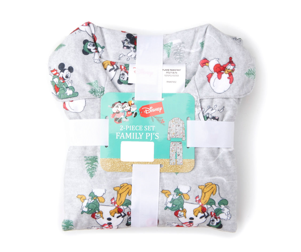 Toddler Size 3T Gray Mickey & Friends Holiday Fun 2-Piece Pajama Set