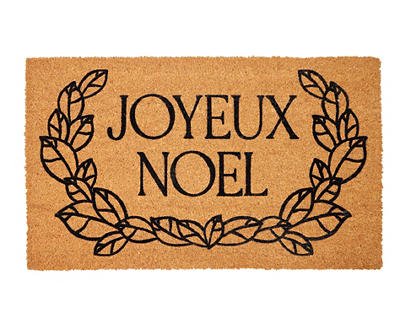 "Joyeux Noel" Tan & Black Coir Doormat
