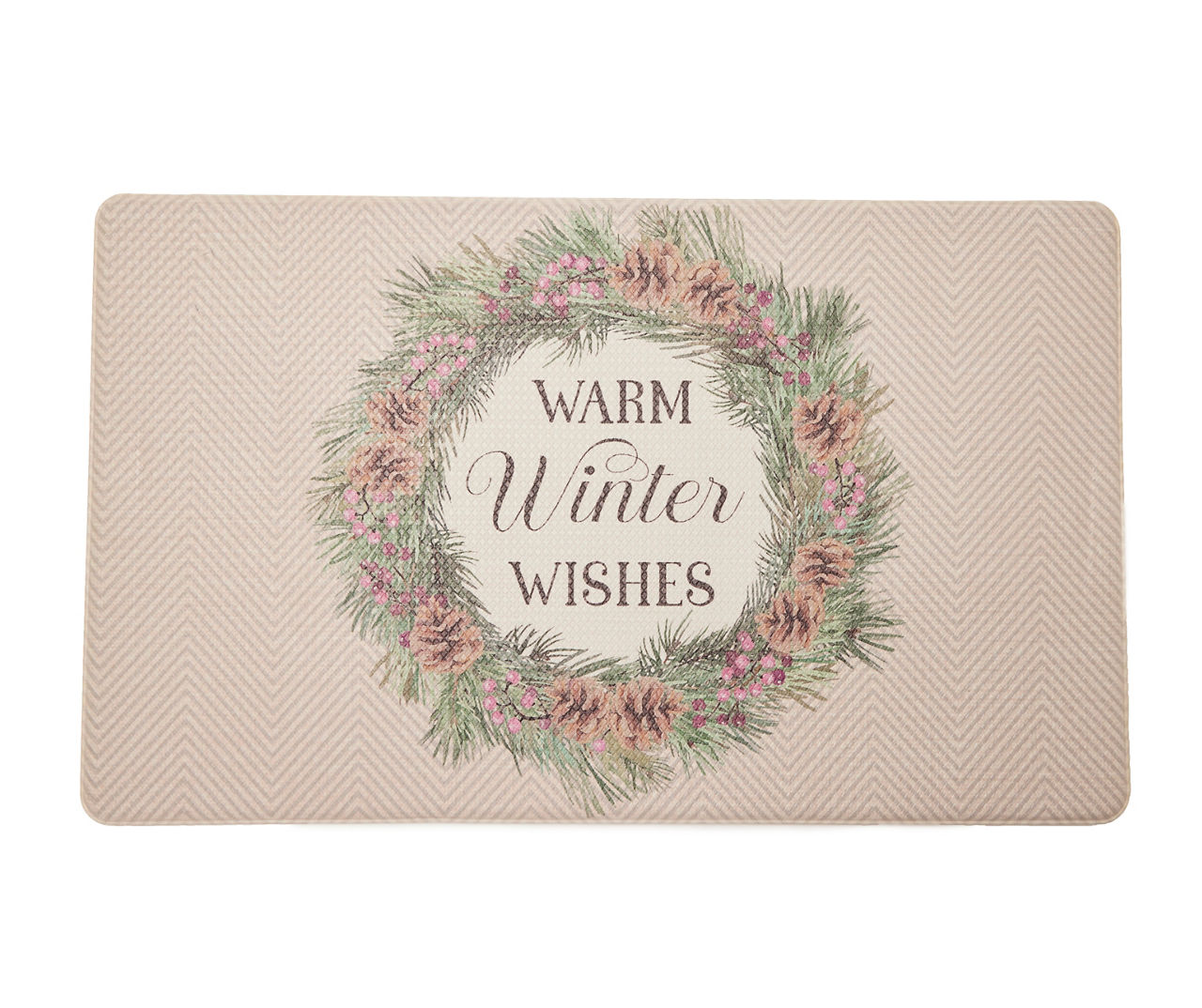 Winter Wonder Lane Welcome Tan, Red & Green Plaid Coir Doormat