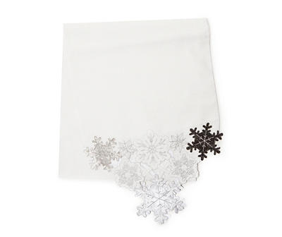 White & Gray Cutout Snowflake Table Runner