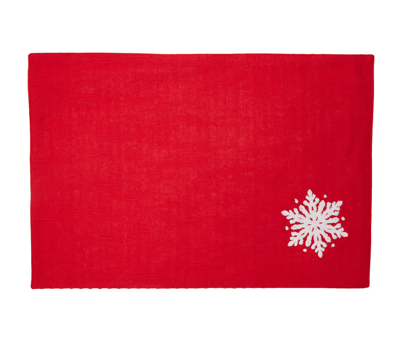 Home for the Holidays Red & White Embroidered Snowflake Fabric Placemat