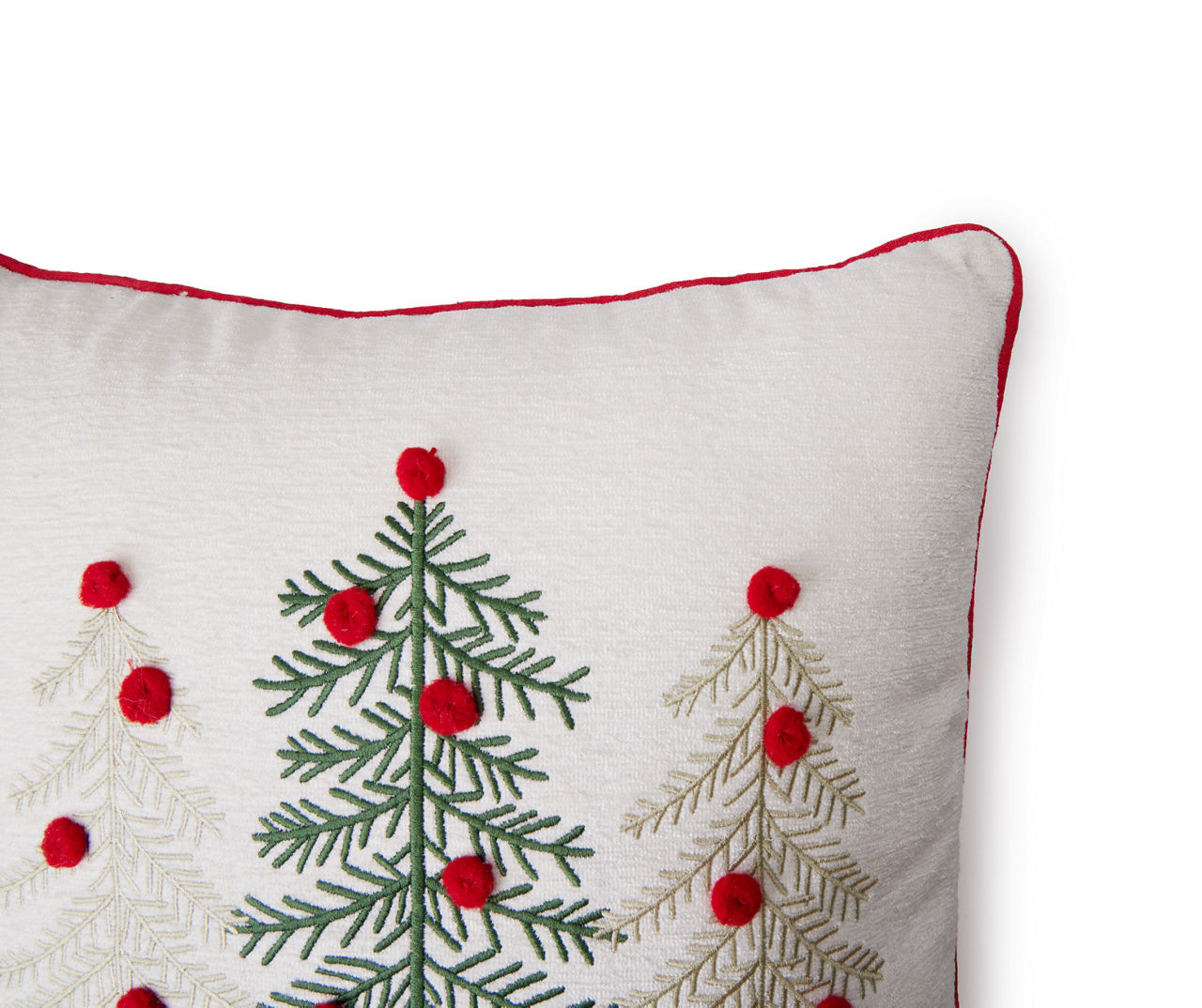 Square Pillow with Tree Embroidery