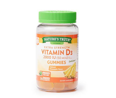 Extra-Strength Pineapple Vitamin D3 Gummies, 70-Count