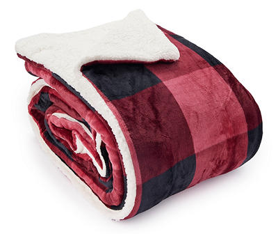 Red & Black Buffalo Check Sherpa-Backed Reversible Full/Queen Comforter