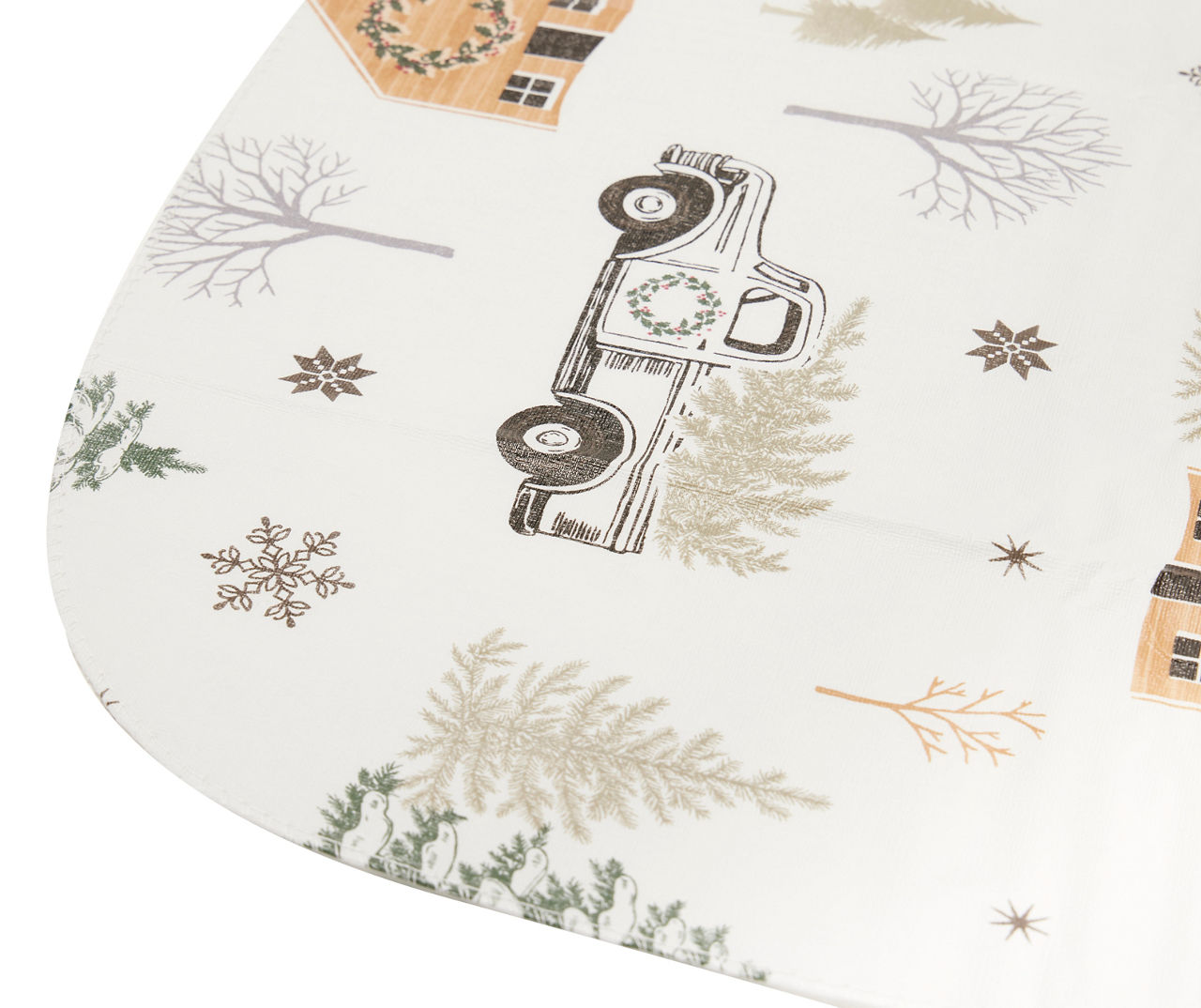 Winter Wonder Lane Home for the Holidays White Truck & Trees PEVA Tablecloth, (52" x 90")