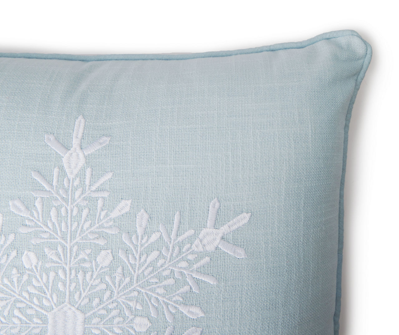 Arctic Enchantment Light Blue & White Embroidered Snowflake Square
