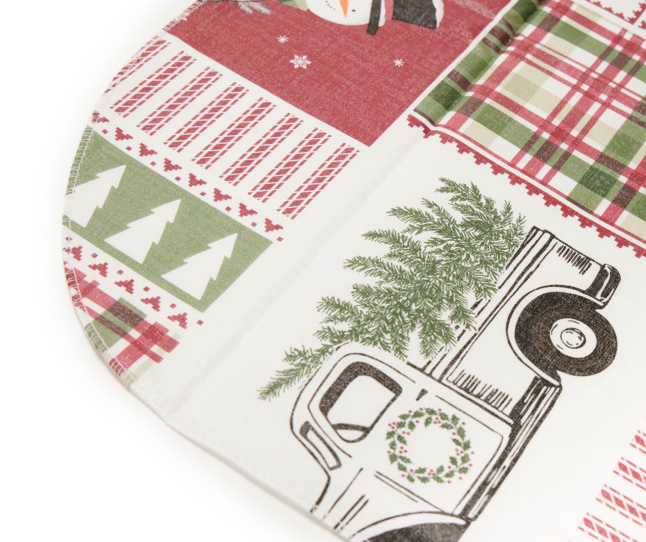 Winter Wonder Lane Home for the Holidays Red & Green Holiday Patchwork Round PEVA Tablecloth, (60")