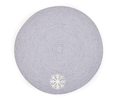 Snowflake-Accent Round Braided Chenille Placemat