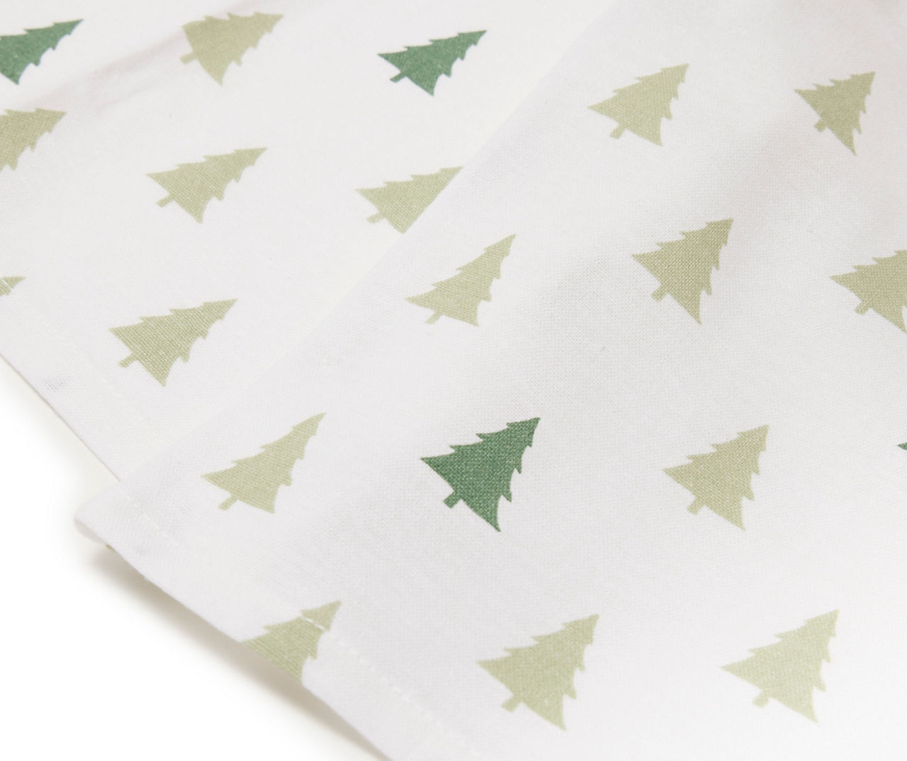 Arctic Enchantment White & Green Christmas Trees Fabric Tablecloth, (52" x 70")