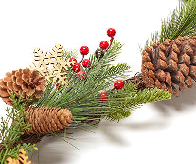 6' Pinecone, Snowflake & Berry Twig Wreath