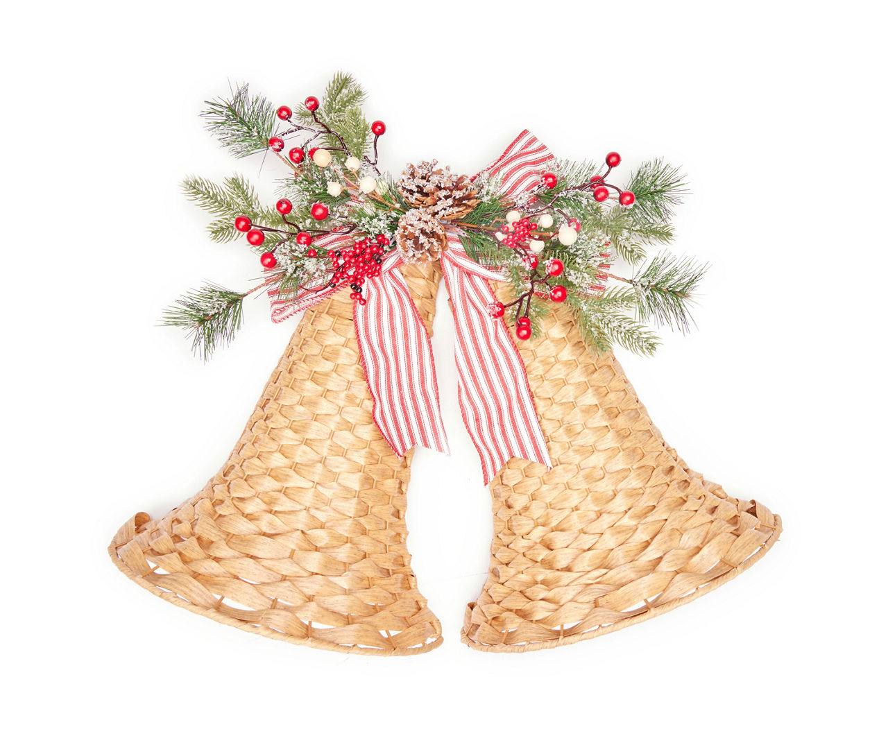 Pine & Berry Woven Double Bell Wall Decor