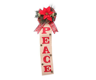 "Peace" Poinsettia, Bell & Pine Door Banner