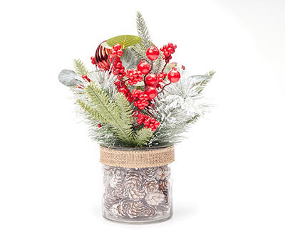 Floral & Ornament in Pinecone-Filled Jar