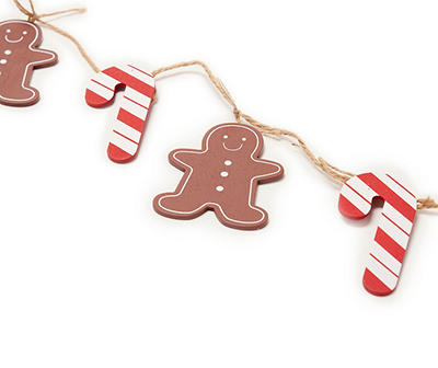 Brown & Red Gingerbread & Candy Cane Garland, (6')