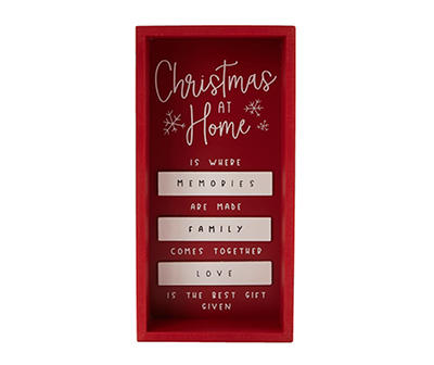 "Christmas at Home" Red & White Wall Plaque