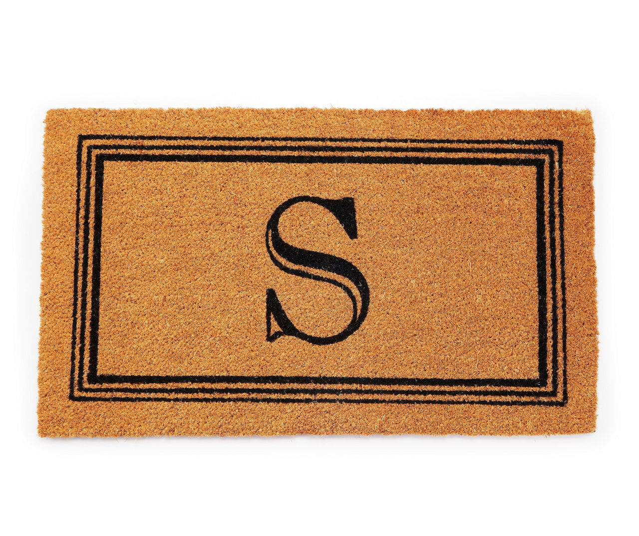 "S" Brown & Black Monogram Coir Doormat