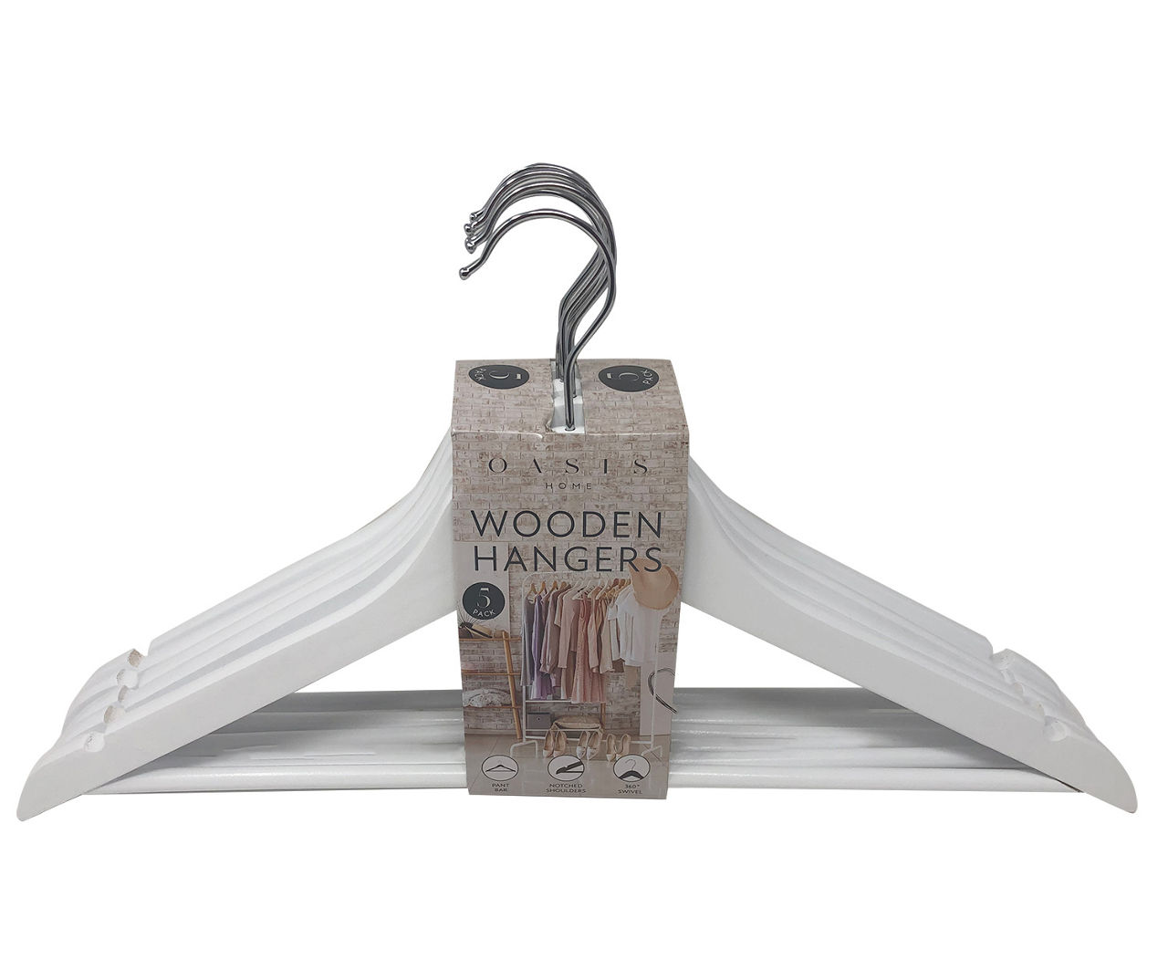 Oasis Home White Wood Hangers, 5Pack Big Lots