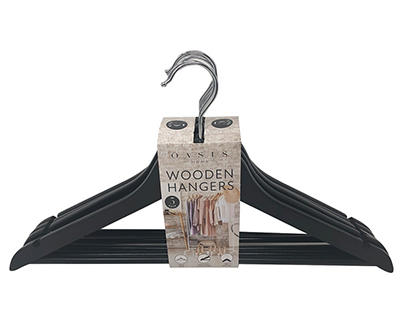 Oasis Home Black Wood Hangers, 5-Pack