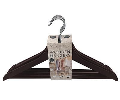 Oasis Home Brown Wood Hangers, 5-Pack