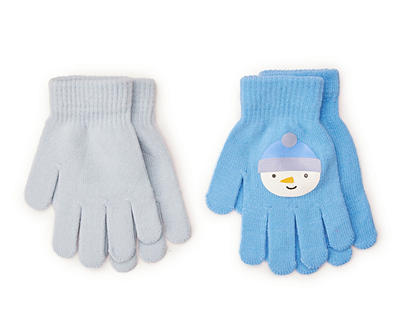 Kids Blue Snowman Gloves, 2-Pack