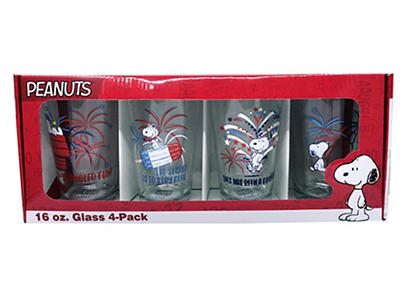 Peanuts Fireworks Americana 16 oz Glass 4-PK (packaged)