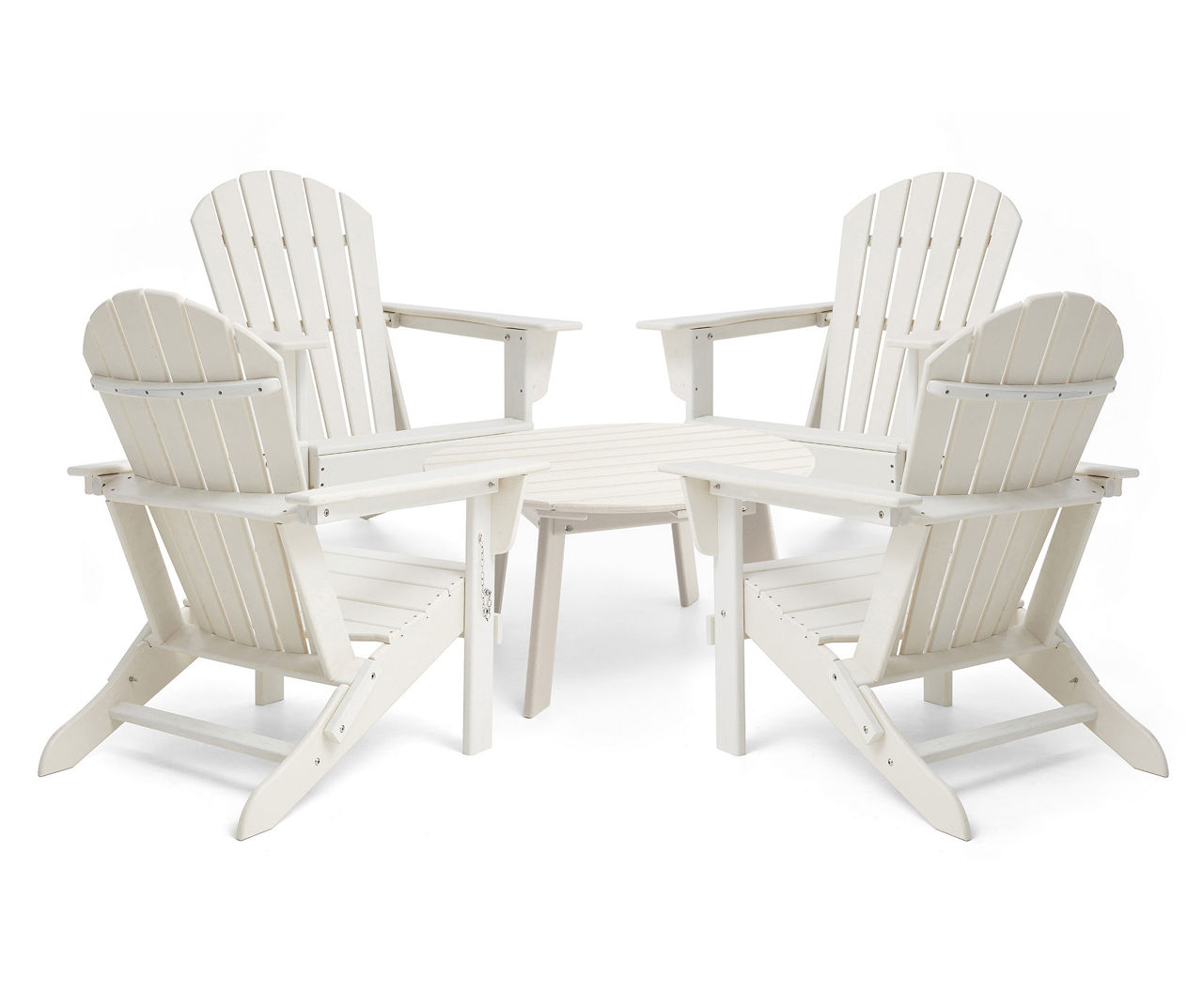 White 5-Piece Adirondack Outdoor Folding Chair & 32" Coffee Table Set