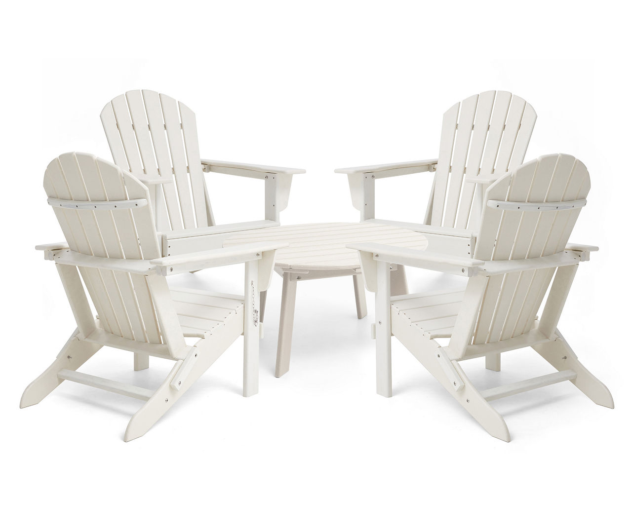 White 5-Piece Adirondack Outdoor Folding Chair & 35.5" Coffee Table Set