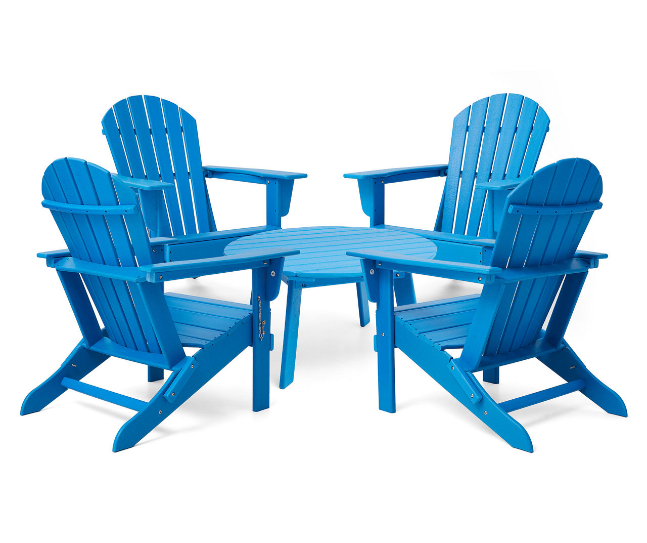 Blue 5-Piece Adirondack Outdoor Folding Chair & Coffee Table Set