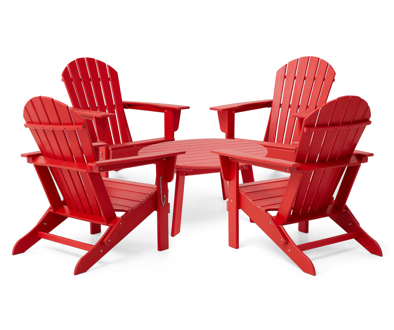 Red 5-Piece Adirondack Outdoor Folding Chair & 32" Coffee Table Set