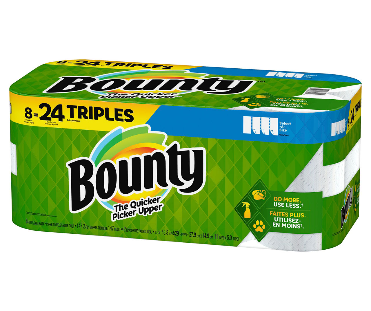 Bounty Select-A-Size Paper Towels, 2 Triple Rolls, Print